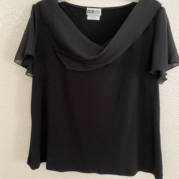 I.N. STUDIO Asymmetrical Draped Neckline Top - Picture 1 of 8